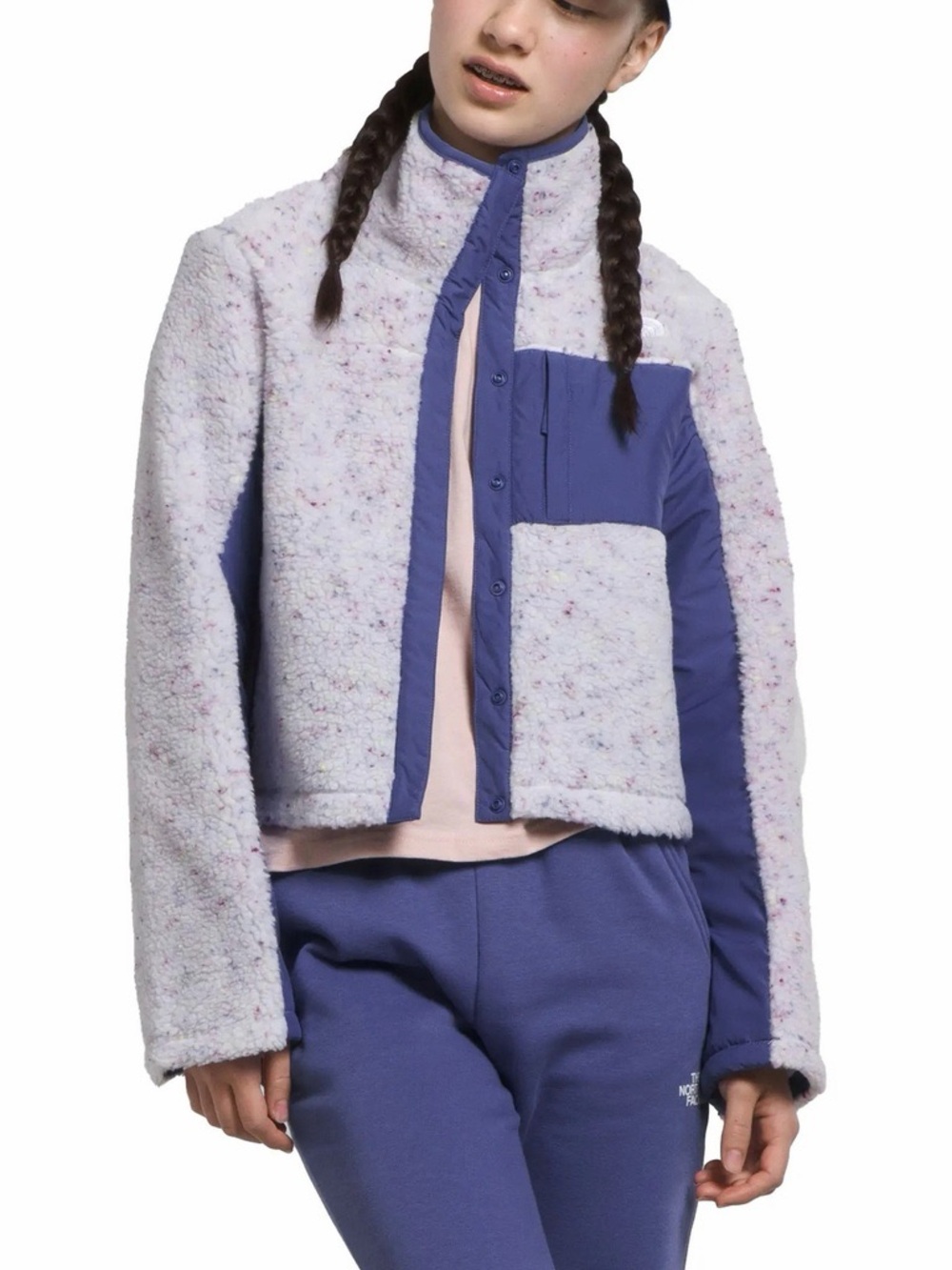 The North Face Girls Fleece Mashup Jacket Cave Blue XXL 18/20 Women’s M